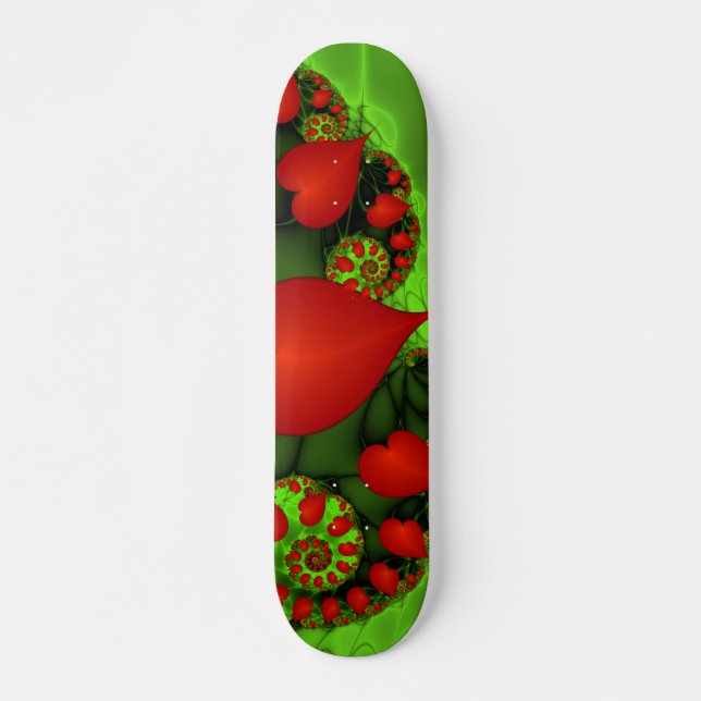 Dansa Red Hearts Modern Abstrakt Fractal Art Mini Skateboard Bräda 18,5 Cm (Framsida)