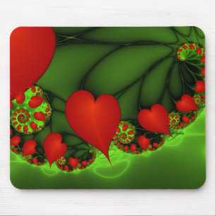 Dansa Red Hearts Modern Abstrakt Fractal Art Musmatta