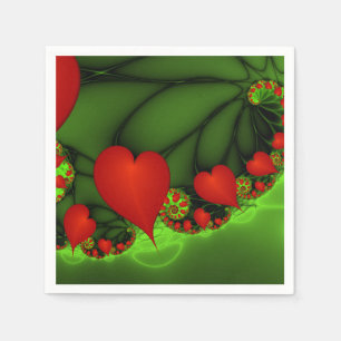 Dansa Red Hearts Modern Abstrakt Fractal Art Pappersservett