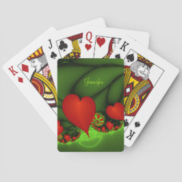 Dansa Red Hearts Modern Abstrakt Fractal Namn Casinokort