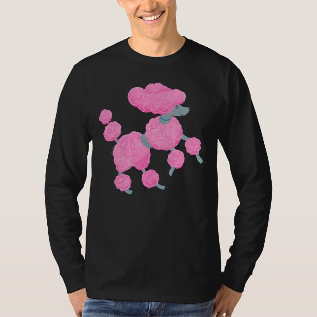 Dansa rosa pudel på vit t shirt (Framsida)