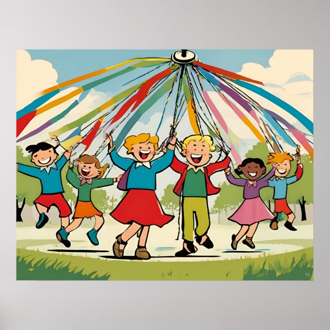Dansa runt Maypole - Barn Poster (Framsidan)