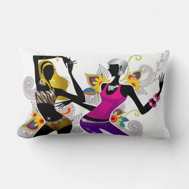 Dansa Silhouette Girls White / Black Pillow Lumbarkudde (Framsida)