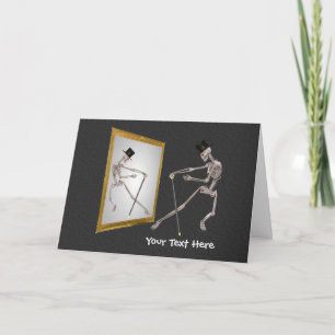Dansa Skeleton i Spegel Funny-fotokort Kort