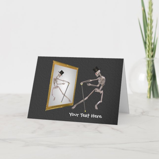 Dansa Skeleton i Spegel Funny-fotokort Kort (Framsida)