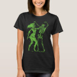 Dansa Skeleton med kvinnlig Zombie-Grönt T Shirt<br><div class="desc">Dansa Skeleton med kvinnlig Zombie-Grönt</div>