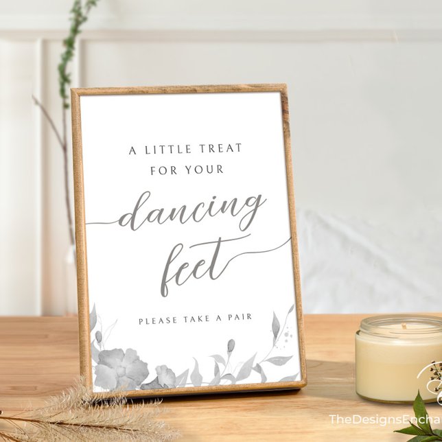 Dansa skon Vänd flödessignalen Minimal Modern Boho Inbjudningar (A treat for a Dancing feet Sign Weddings and Party Minimal Boho Floral Décor by TheDesignsEnchanted
)