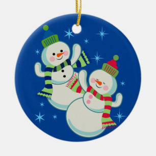 dansa snögubbe julgransprydnad keramik