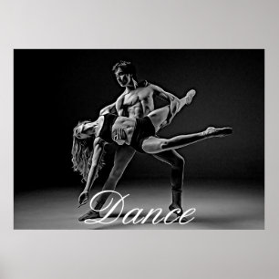 Dansaffisch, svartvitt romantiskt dansfoto poster