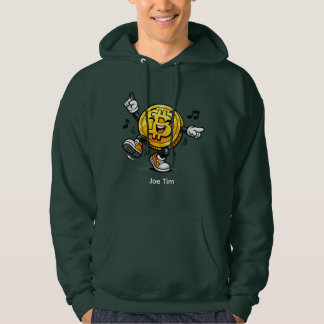 Dansande Bitcoin Cartoon Hoodie med namn