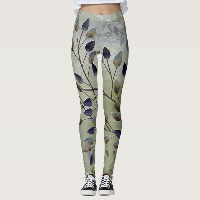 Dansande blad-läggsenor leggings (Framsida)