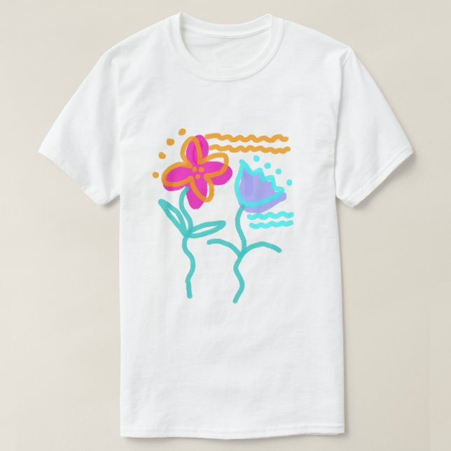 Dansande blommor Abstrakt konst att bära T Shirt (Design framsida)