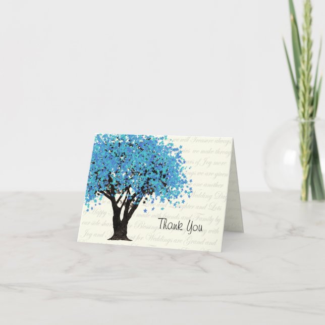 Dansande Blommor Blå Träd Tack (Framsida)