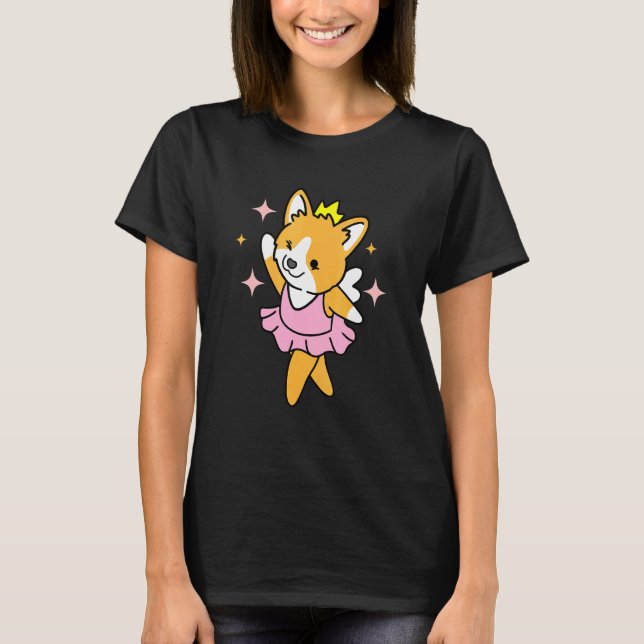 Dansande Corgi Balettdansös T Shirt (Framsida)