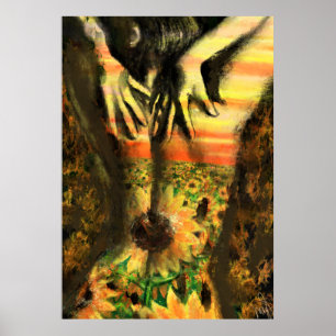 Dansande dam i solrosor - Original målning konst Poster