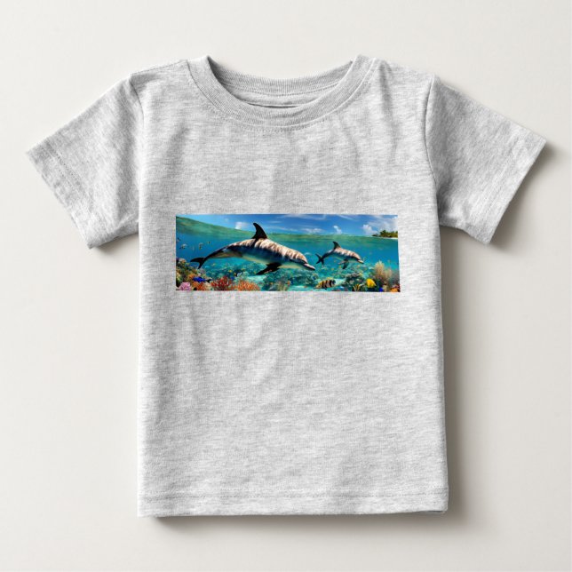 Dansande delfiner i ett korallparadis t shirt (Framsida)