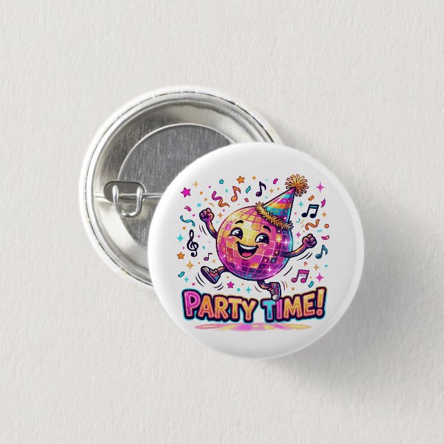  Dansande Disco Boll Födelsedagsfest Tid Söt Rolig Knapp (Framsida & baksida)