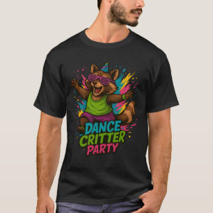 Dansande djurparty tvättbjörn Rolig Färgrik Party  T Shirt