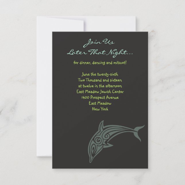 DANSANDE DOLFINER Bat Mitzvah-festkort Inbjudningar (Framsida)