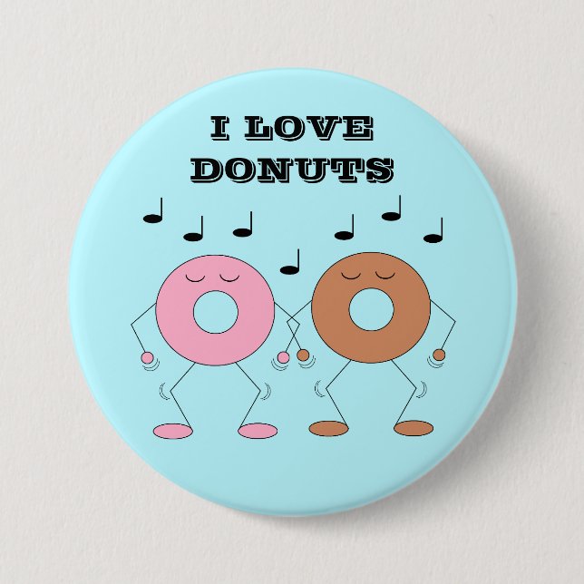 Dansande Donuts Blå Knapp (Framsida)