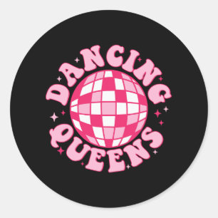 Dansande Drottning Retro Brudtärnor 70-Tals Disco Runt Klistermärke