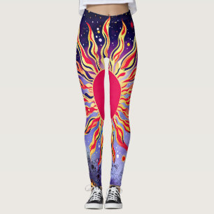 "Dansande eld på kosmos" Sol Leggings