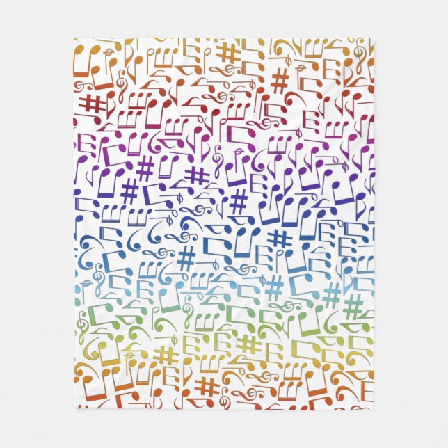 Dansande Färgglada Noter Musiker Musikälskare Fleecefilt (Framsidan)