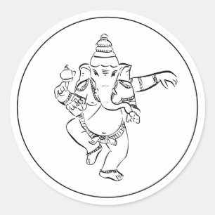 Dansande festlig Ganesh Indisk Gud Runt Klistermärke