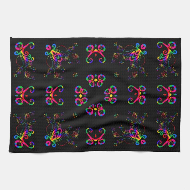 Dansande Fiesta Blommor Kökshandduk (Horisontell)