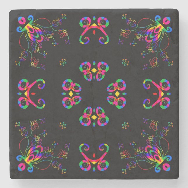Dansande Fiesta Blommor Stenunderlägg (Framsidan)