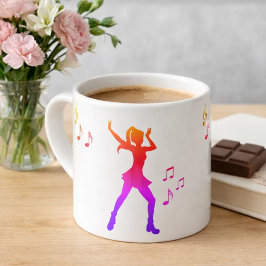 Dansande flicka med noter – Cool K-Pop Espressomugg