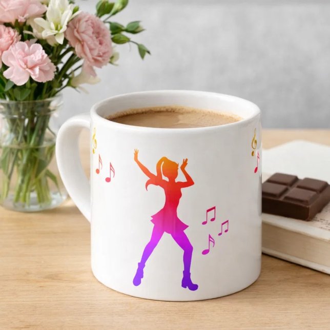 Dansande flicka med noter – Cool K-Pop Espressomugg (Skapare uppladdad)