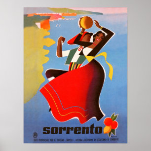 Dansande flickor från Sorrento, Italien, vintage r Poster