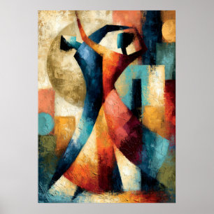 Dansande former Japansk geometrisk figurativ konst Poster