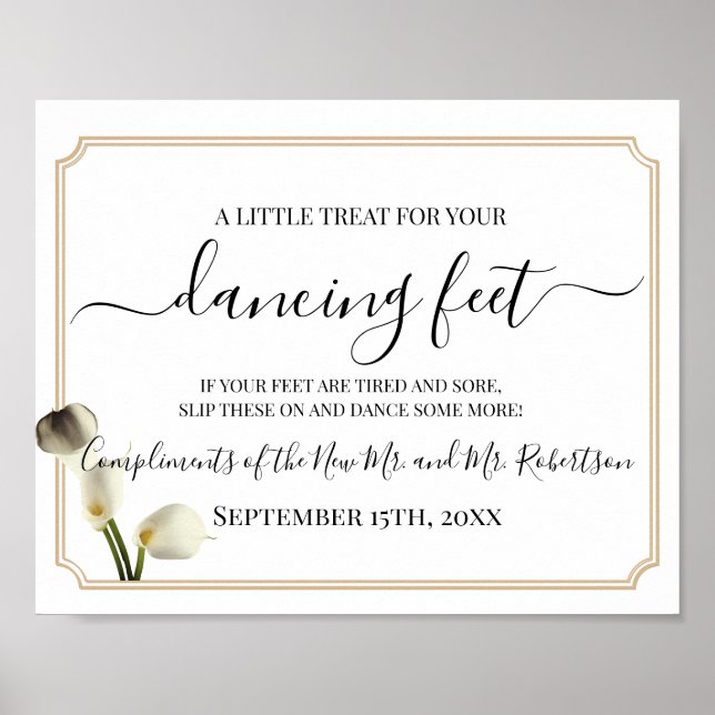 Dansande fötter Flip Flops Bröllopsfestskylt Poster (Framsidan)