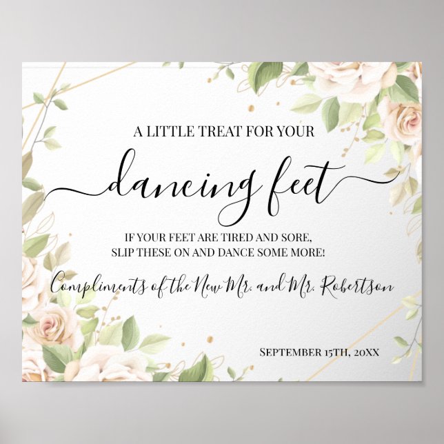 Dansande fötter Flip Flops Bröllopsfestskylt Poster (Framsidan)