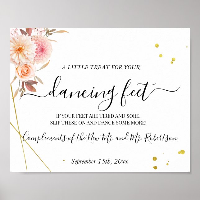 Dansande fötter Flip Flops Bröllopsmottagningsskyl Poster (Framsidan)