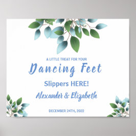 Dansande fötter flip flops | Eukalyptus bröllopssk Poster