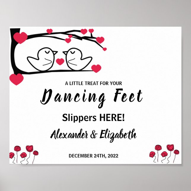Dansande fötter flip flops | Love Bird bröllopssky Poster (Framsidan)