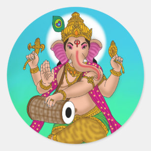 Dansande Ganesha-dekal Runt Klistermärke