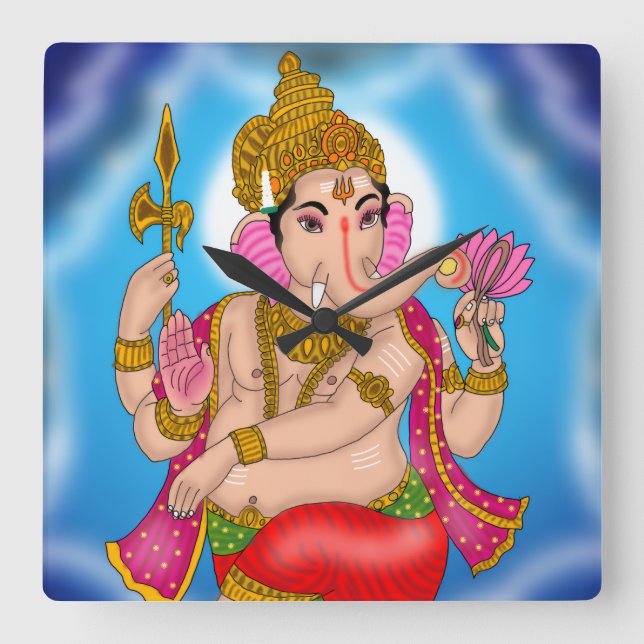 Dansande Ganesha-klocka Fyrkantig Klocka (Framsida)