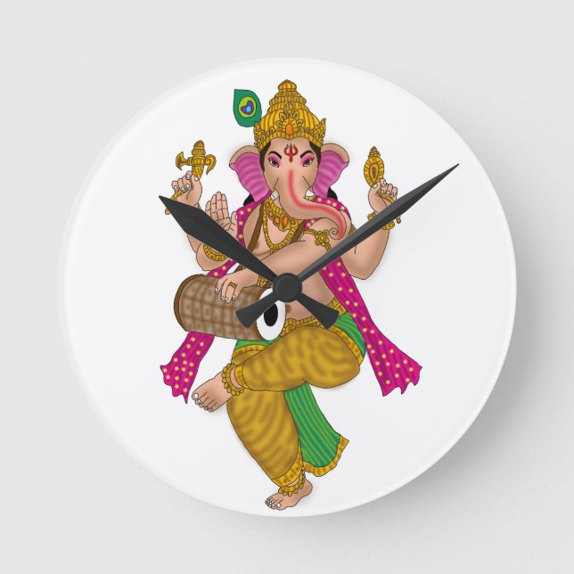Dansande Ganesha-klocka Rund Klocka (Framsida)