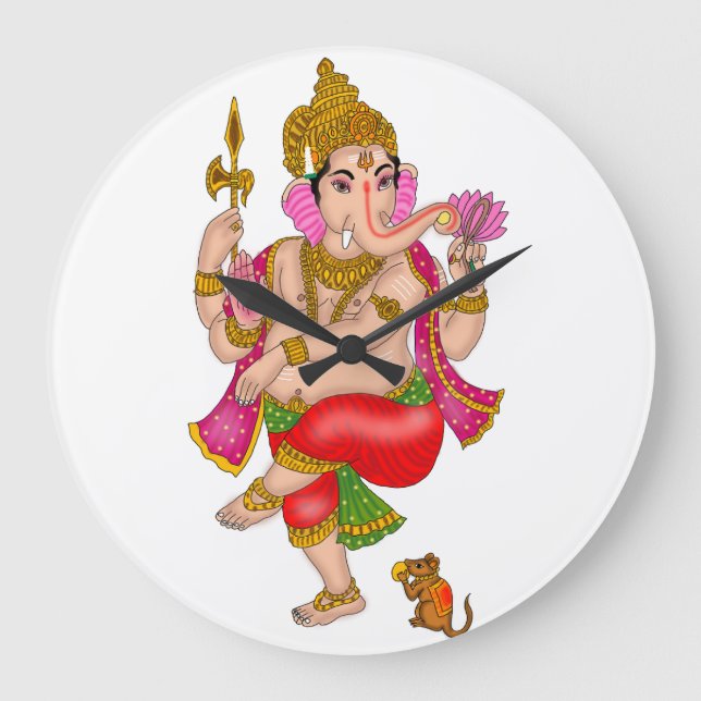 Dansande Ganesha-klocka Stor Klocka (Framsida)