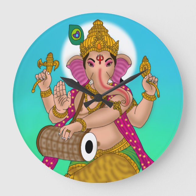 Dansande Ganesha-klocka Stor Klocka (Framsida)