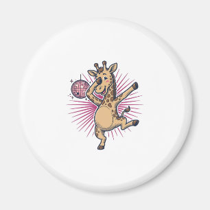 Dansande Giraff Diskotekskula Vintage Gravering Tr Magnet
