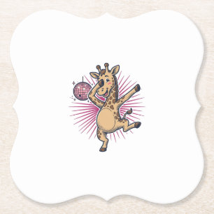 Dansande Giraff Diskotekskula Vintage Gravering Tr Underlägg Papper