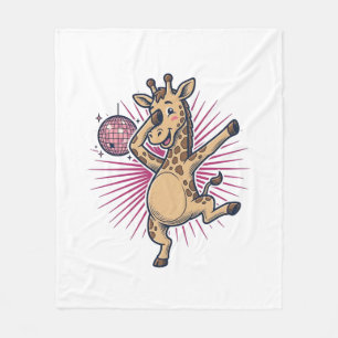 Dansande Giraff Diskotekskula Vintage Gravyr Tröja Fleecefilt