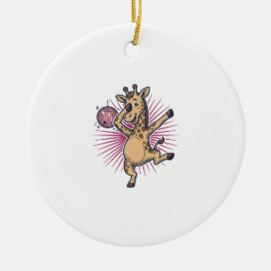 Dansande Giraff Diskotekskula Vintage Gravyr Tröja Julgransprydnad Keramik