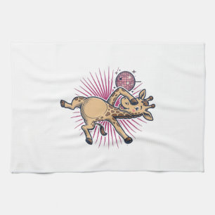 Dansande Giraff Diskotekskula Vintage Gravyr Tröja Kökshandduk