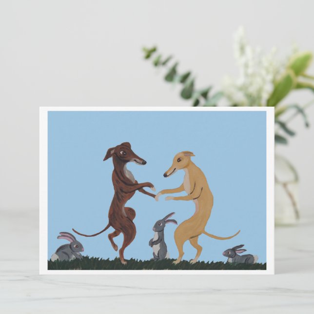 Dansande Greyhounds & Kanin Vänner Inbjudan (Stående Fram)
